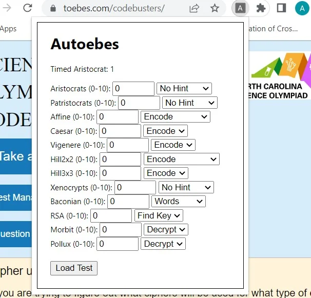 Codebusters cryptography puzzle browser extension
