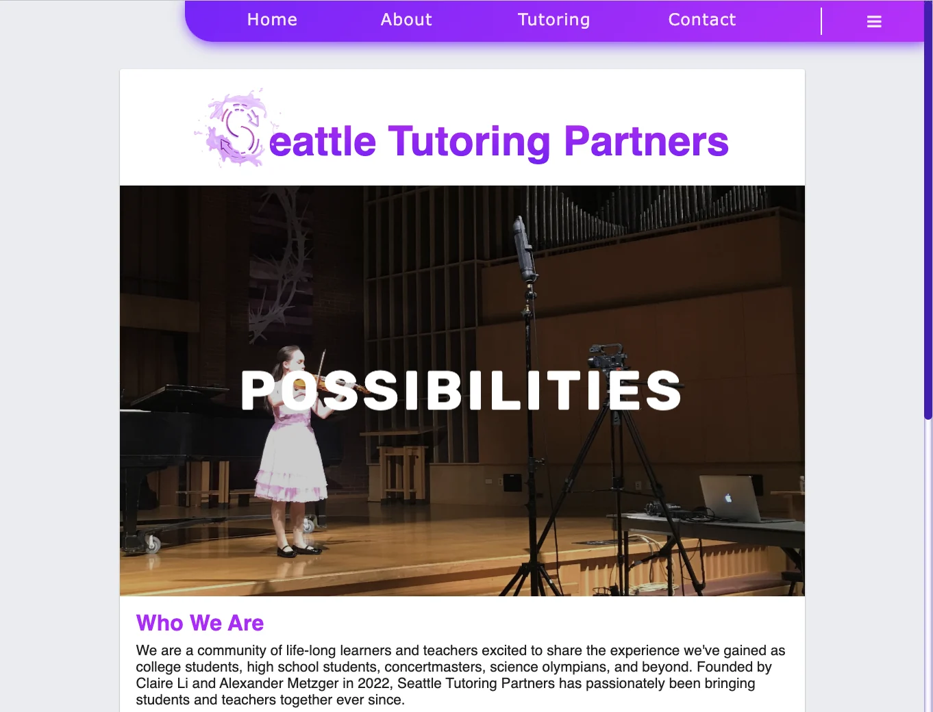 Seattle Tutoring Partners website